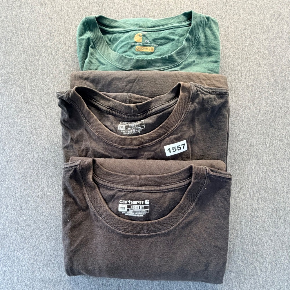 Carhartt Mens 2XL Pocket T-Shirt Bundle Pack of 3 Green Black Loose Original Fit